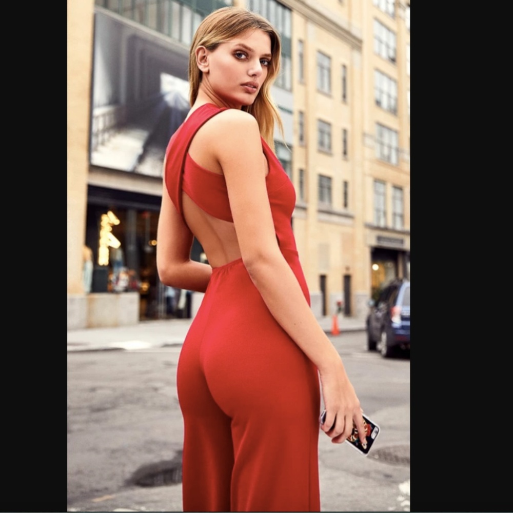 Lulu's Thinking Out Loud Red Backless Jumpsuit